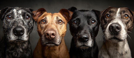 homeless row of dogs to adopt