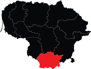 Vector Map of Alytus Division on the Map of Lithuania