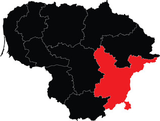 Vector Map of Vilnius Division on Map of Lithuania