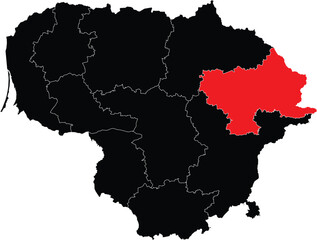 Vector Map of Utena Division on the Map of Lithuania