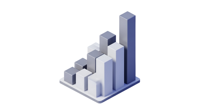 3d icon of bar graph showing business growth and success