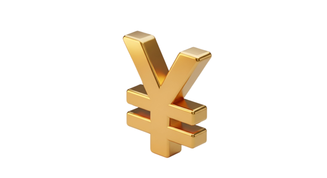 3d icon of golden yen symbol representing wealth, finance, and the japanese economy