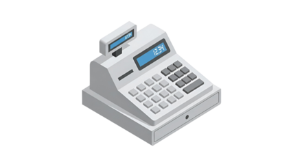 3d icon of isometric cash register, a symbol of retail and financial transactions