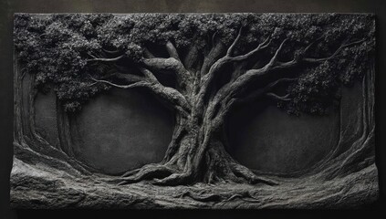 Ornate, sculpted tree panel