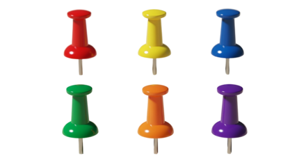 3d icon of collection of colorful push pins, perfect for office and school supplies