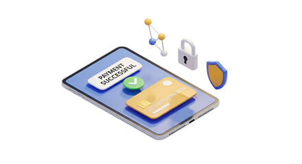 3d icon of secure online payment with smartphone, credit card, shield and padlock