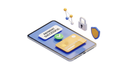 3d icon of secure online payment with smartphone, credit card, shield and padlock
