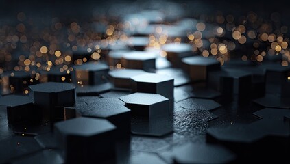 Abstract geometric pattern of dark hexagons