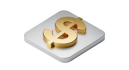 3d icon of isometric dollar sign on a square platform, a symbol of wealth and finance