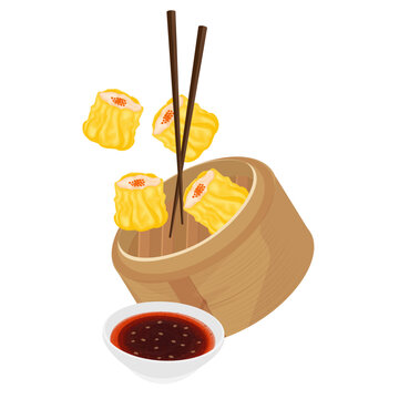 Vector Illustration Logo Clip art Levitation Siu Mai Chinese Dumplings