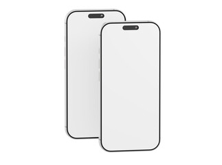 Two smartphones presented on white. This image is perfect for showcasing app design, website templates and mobi