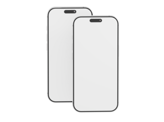 Two blank screen smartphones on white background. Perfect for app design presentation or any mobile technology