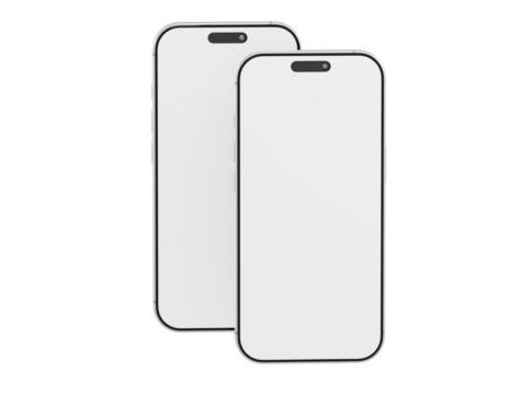 Two blank screen smartphones on white background. Perfect for app design presentation or any mobile technology