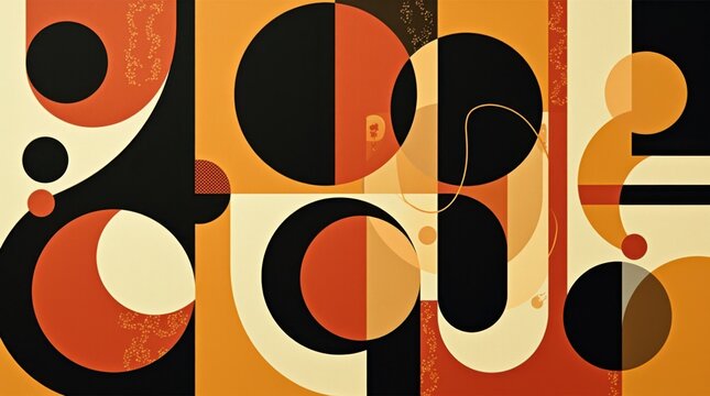 Mid century modern abstract geometric shapes in warm earthy tones