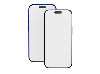 Two modern mobile phone devices with clear, white display screens. Ideal for app demos, website UI design, or t