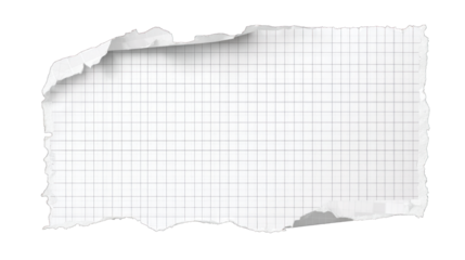 A torn piece of graph paper with a grid pattern, showcasing jagged edges and a textured surface.