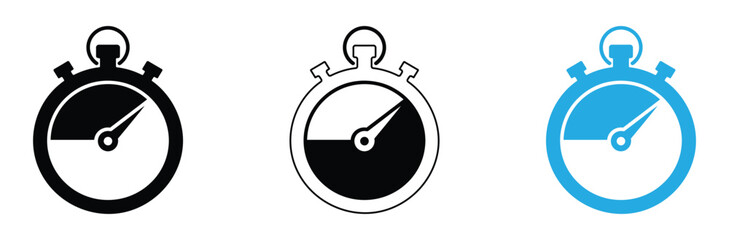 Three stopwatch icons showcase time management and productivity, perfect for countdowns, deadlines, and competition visuals in your projects