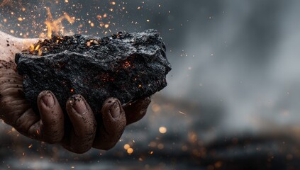 Hand holding burning rock
