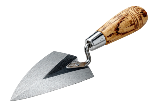 Trowel on Display: A close-up shot of a meticulously crafted trowel, showcasing its sleek design and the craftsmanship of a sturdy wooden handle.