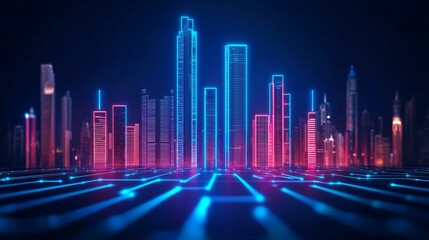 Global financial hub skyline connected by glowing data lines representing worldwide investment flow.