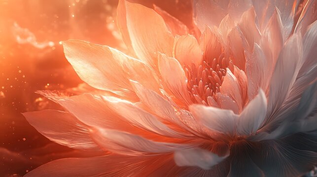 Stunning close-up of a luminous flower with ethereal glow, perfect for mindfulness designs