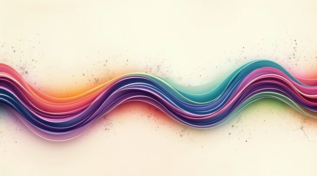 Abstract rainbow wave of colorful ribbons on a cream background