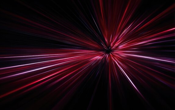 Abstract artwork showcasing a burst of red and purple streaks emanating from a central dark point - Powered by Adobe