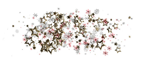 Elegant gold stars and snowflakes create a festive design for holidays. Perfect for Christmas, New Year, celebrations, and special events. Use f