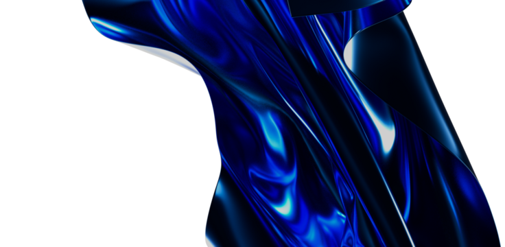 Dynamic abstract image featuring fluid blue silk waves on a white backdrop. Perfect for artistic designs, backgrounds and creative concepts - Powered by Adobe