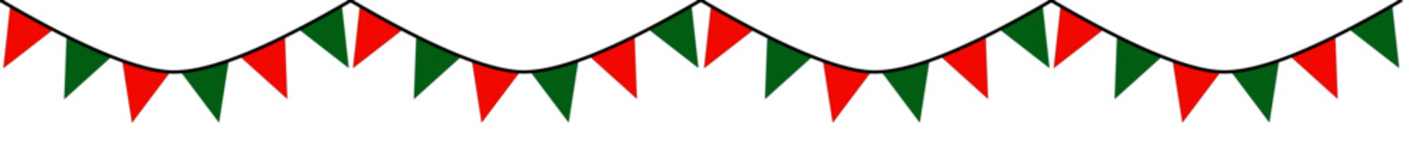 Festive red and green flags