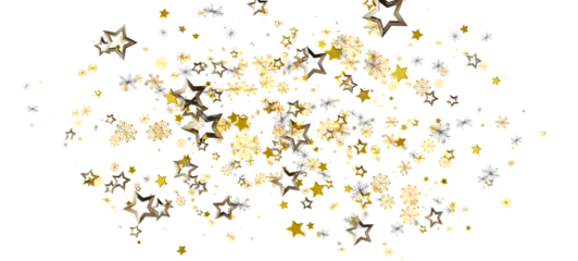 Elegant gold star confetti and sparkles on a white backdrop, perfect for celebrations, festive designs, or holiday projects. A beautiful and cel