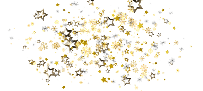 Elegant gold star confetti and sparkles on a white backdrop, perfect for celebrations, festive designs, or holiday projects. A beautiful and cel - Powered by Adobe