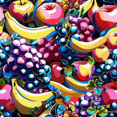 Colorful fruit arrangement bursting with life in a vibrant and artistic display of freshness