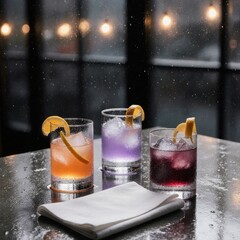 cocktail in a glass with fresh fruits and mint