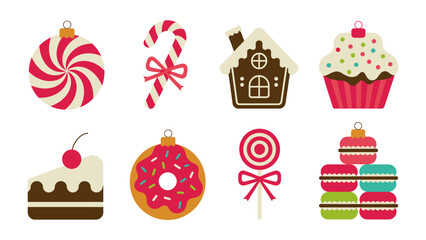 Festive Dessert Delight: A collection of delightful, colorful holiday treats and decorations come together to evoke the season's sweet spirit. 