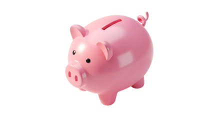 3d icon of pink piggy bank, representing savings, financial planning, and childhood economics
