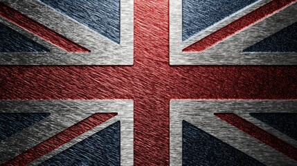 Fototapeta premium Close up of the Union Jack flag texture with brushed metal effect and diagonal lines