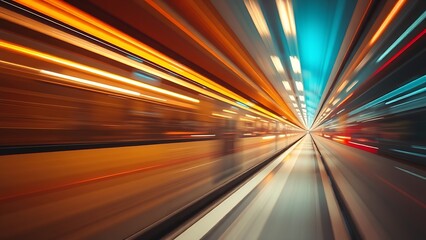 An abstract concept of transportation with dynamic motion blur and warm color gradients.