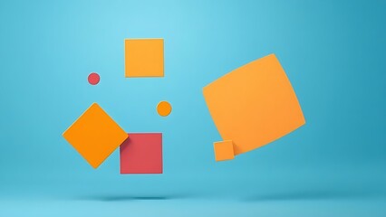 Abstract geometric shapes float against a gradient blue background, creating a modern and minimalist business concept.