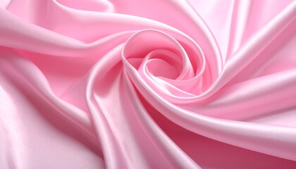 Fototapeta premium Swirling light pink fabric creates a gentle, luxurious pattern. Folds and curves form a rose-like shape in the center