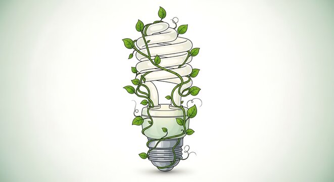 Eco-Friendly Light Bulb with Green Vines - Energy Saving Concept.