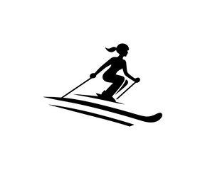 Silhouette of woman skiing