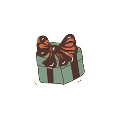 Gifts, New Year's decorations, Christmas. Socks, hats, winter clothes. Hand-drawn doodle sticker clip art, cute cartoon style