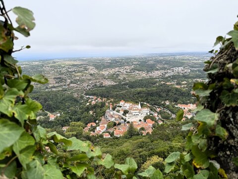 View of town from moorish castle cintra portugal