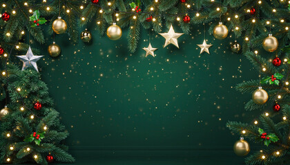 Christmas decoration backdrop Happy New Year Isolated Christmas background. copy space Space for message banners