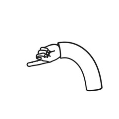 Casual hand-drawn arm with a left-pointing finger in playful line art. Perfect for swipe-left prompts, “Previous” actions, list navigation, or drawing attention to content in digital layouts.