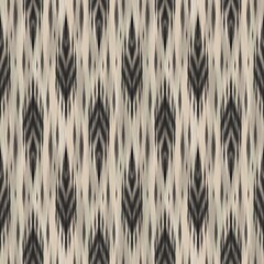 Modern Ikat Autumn Bloom: Ornamental Motif Pattern in Black, Cream, and Teal with Tribal Elegance