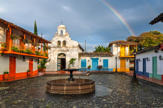 Pueblito Paisa village on Cerro Nutibara hill in Medellin city, Colombia