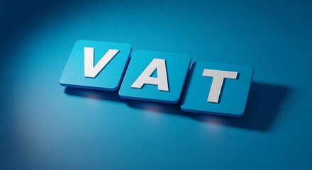 Blue vat blocks represent value added tax on a blue background