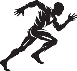 Dynamic Silhouette of an Athlete in Full Sprint Motion